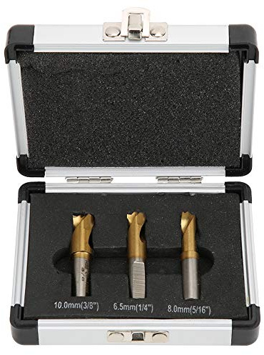 Rcniso 3PCS HSS Co Cobalt Spot Weld Drill Bit Set Kit Weld Cutter Cutting Accessories 1/4in 5/16in 3/8in Bit Spot Cutter Kit