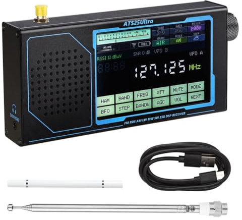 Akfldms Receptor SDR Bluetooth ATS25 Ultra con Radio FM WiFi y Radio Digital de Banda de Aviación.