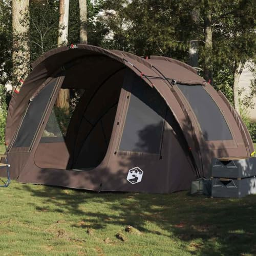 Fisketält för 2 personer, brunt, vattentätt med PU-belagd polyester, 330 x 315 x 176 cm, lätt campingtält med vindtäta stänger, ventilerande myggnät och praktisk markpresenning