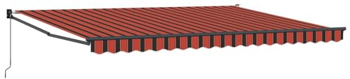 Tmriohed Tenda da sole retrattile, con braccio articolato, arancione, marrone, 450 x 300 x 165 cm, soluzione ombreggiante per terrazza e giardino, meccanismo manuale in poliestere e metallo, design