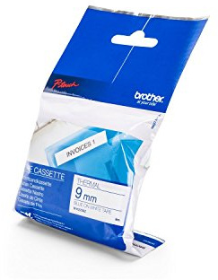 Brother M-K223, nicht laminiert Schriftband 9 mm weiss / blau P-touch 55 / 65 / 75 / 85 / 110 / BB4