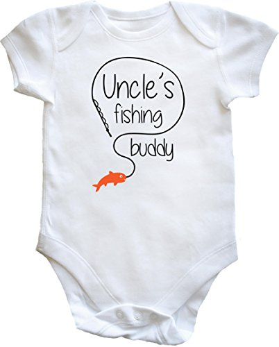 Hippowarehouse Uncle's Fishing Buddy Baby Vest Bodysuit (Short Sleeve) Boys Girls White
