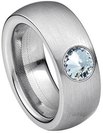 Heideman Ring Damen Coma Silber Edelstahl mit Zirkonia weiß matt | Coma Statement-Ring Silber, Edelstahl, breiter matter Bandring mit Rivoli-Kristall, Damenring, nickelfrei, Geschenk