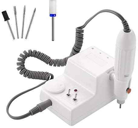 Nagelfräser elektrisch JSDA® 6MW Inkl Diamant 4x Bits Set und 1x Keramik Aufsatz Maniküre/Pediküre Fräser Gelnägel, Acryl, Geringstes Rauschen, minimalste Vibration, 0-25000 U/Min, Nagelstudio
