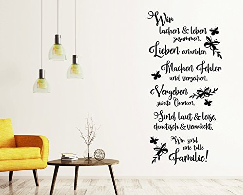 tjapalo® s-pkm356 Wandtattoo Familie Spruch Wandtattoo Wohnzimmer Familie Flur Diele (H80 x B38 cm)