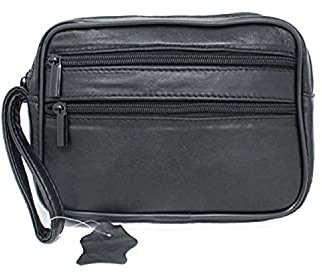 Frédéric Johns® - Sacoche Homme Porté Main en Cuir - Vide Poches - Pochette - Sac Noir