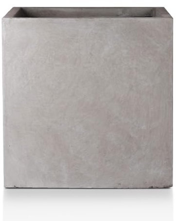 IDEALIST 30cm Square Planter for Garden | Grey Reinforced Stone Flower Pot with Drainage Holes L30 W30 H30.5 cm, 19 litres