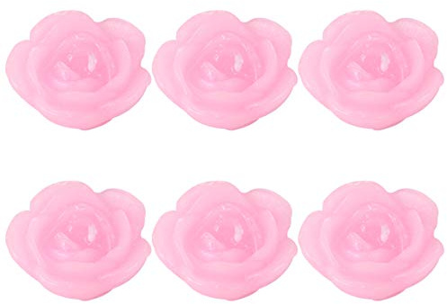 Uonlytech 6 Stück Schwimmende Kerze Rosa Rose Geformte Kerze Wohnkultur Party Liefert für Geburtstag Schlafzimmer Hochzeit