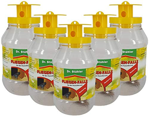 Dr. Stähler 001335 Biologische Fliegenfalle für Terrassen, Garten oder Balkon mit Langzeitwirkung, 5 Stück