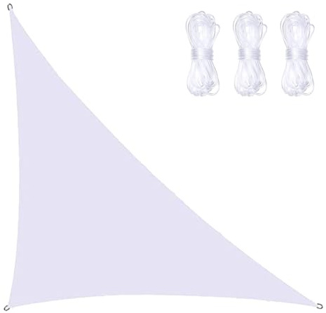 BXFUL Garden Sail Canopy, Triangle Sun Sail Shade with Fixing Kit, 3 Ropes, Waterproof, UV Block, Right Angle Garden Shade Sails Sunshade Awnings for Outdoor Patios (White,3m x 3m x 4.3m)