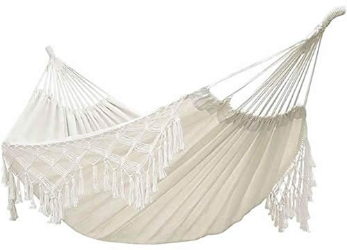 LIANYG Hängematte Hammock Tassel 2 Personen Doppelzimmer Luxus Hängematte Schaukel Net Stuhl Innen Hammock Hammock Schaukel 661 (Color : Natural)