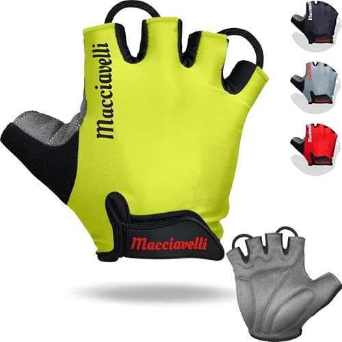 MACCIAVELLI® Gants de Cyclisme Homme Femme – Gant Vélo VTT – pour Vélos de Route et de Montagne - Gants Cycliste Demi Doigt - Cycling Gloves