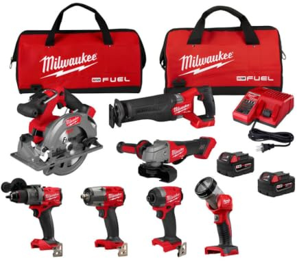 Milwaukee M18 FUEL Kit combinado inalámbrico de iones de litio de 18 voltios sin escobillas con dos baterías de 5.0 Ah, 1 cargador, 2 bolsas de herramientas (7 herramientas)