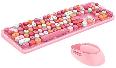 LJFLI Gaming Keyboard Wireless and Mouse Combo Color lipstick girl girl heart Desktop office gaming punk keyboard,Pink