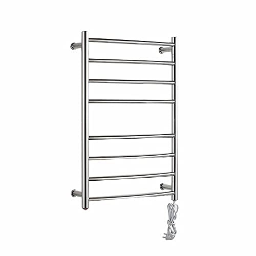 ZJYWMM Towel Warmer Electric Bathroom Radiator, 8 Bar Plug-in/Hardwired Curved Bath Towel Heater Brushed, Hot Towel Warmer for Bath Heated Drying Rack,Hardwired (Hardwired)