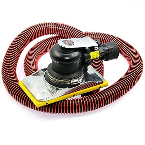 Ponceuse Orbitale à Air Carré 90x180mm, Ponceuse Pneumatique Prête pour Aspirateur Central 12000 Tr/min Avec Fonction de Vide