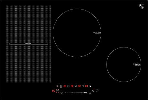 K&H Induktionskochfeld 77-IN-6800FLX [4 ZONEN] - Induktionskochplatte - Induktionsherdplatte Sensor Touch Steuerung - Kochfeld Induktion - Autark zum Einbau - 77CM - 6800 Watt - 17 Leistungsstufen