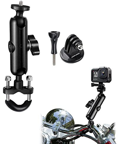Action Kamera Halterung für Motorrad Fahrradhalterung für GoPro Hero | LCAUTFR Motorradhalterung 360 Grad Drehbar Aluminium Lenkerhalterung Clip Dash Cam Halterung für GoPro Hero 8/7/6/5/4 DJI