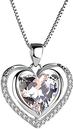 HAISWET 925 Sterling Silver Cubic Zirconia Heart Elegant Necklace Pendant