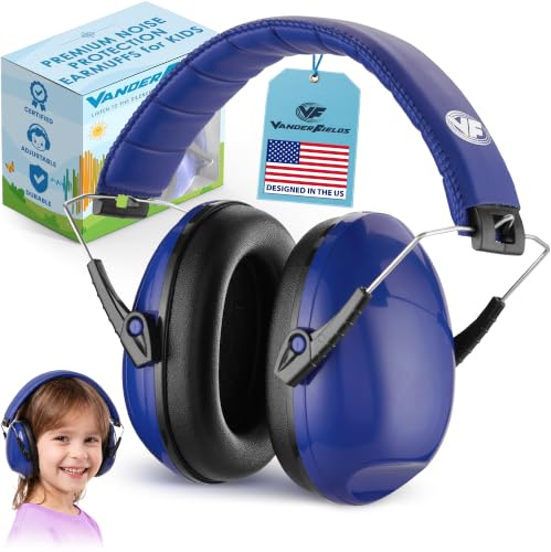 Vanderfields Kids Ear Defenders - Noise Cancelling Headphones - Dark Blue | Vanderfields' ear defenders feature 33 dB (2K Hz) certified noise-cancellation, soft ear cushions and adjustable headband