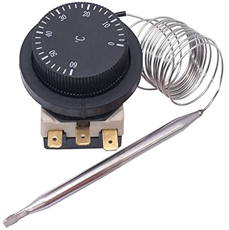 TIOYW 1NC 1NO 250V/380V 16A 0-60℃ Temperaturregelschalter Kapillarthermostat Temperaturregler Sensor 0-60C
