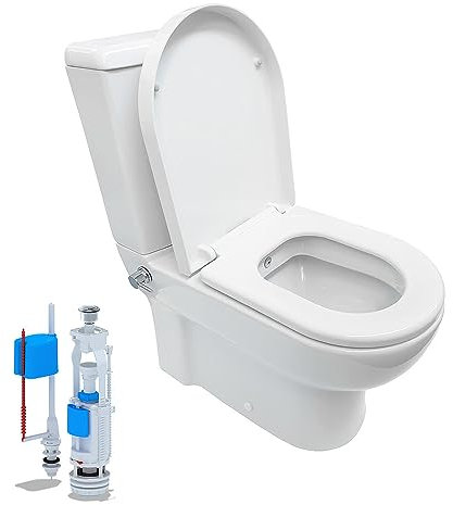 WC sur pied Taharet avec robinet chaud/froid + réservoir + couvercle + robinet de chasse Kit complet Blanc