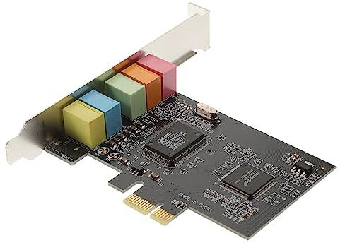Mobestech Pcie Sound Card 5.1 Channel 3D Surround Sound Audio Card with Low Profile Bracket and 5 Interfaces Metal Construction for Pc Desktop Compatible with Win2000/Xp/Vista/Win7/