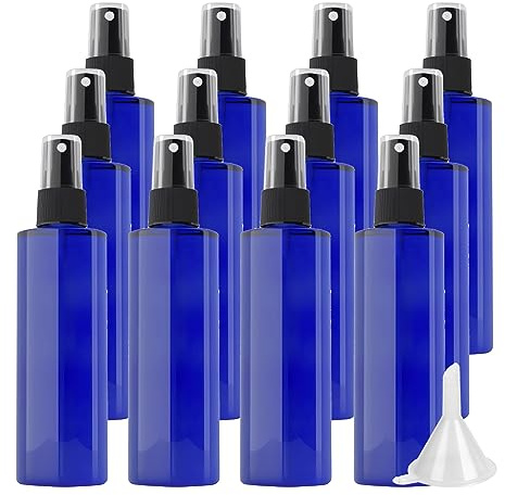 LusDoly 48 Piezas 200ml Azul Recargable Botellas Con Sprayer Negro para Limpieza Fina Botella de Spray Vacías Plástico, Flores, Cabello, Peluqueria, Plantas