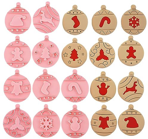 HIMKI Juego de cortadores de galletas 3D para niños, 8/10 piezas, moldes para galletas con más patrones para Navidad, Halloween, Pascua, cumpleaños, fiestas infantiles, etc. (10 bolas de Navidad)