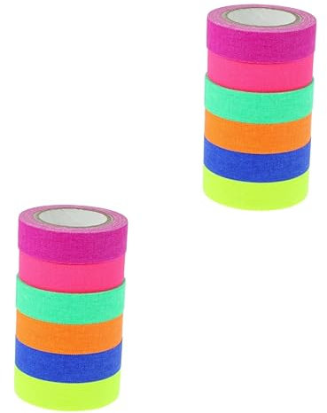SOLUSTRE 12rollen Fluoreszierendes Gewebeklebeband Neon Tape Für Schwarzlicht-events Vielseitig Einsetzbar Für Kreative Muster Und Party-dekoration Rückstandsfrei Abziehbar