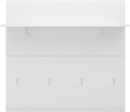 Garderobenpaneel Wandgarderobe mit Ablage 96 cm breit weiß Hochglanz