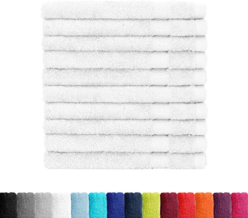 BaSaTex Frotté gästhanddukar 30 x 50 i set om 10 | gästhandduk 100 % bomull tillverkad i grönt | färg: vit