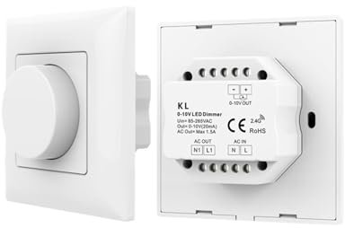 0–10 V, 1–10 V, kabelloser LED-Dimm-Tastenschalter + 2,4 G RF 4-Zonen-Touch-Dimm-Fernbedienung, AC85 V–220 V, geeignet for einfarbige LED(Color:KL Knob Switch)