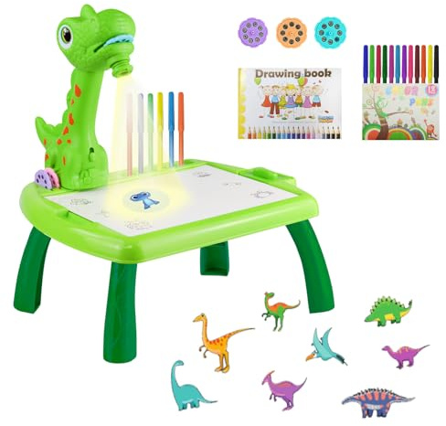 Table de projection de dessin pour enfants – Cadeau dinosaure pour garçons, enfants de 3, 4, 5, 6, 7, 8 ans, chevalet de peinture d'anniversaire pour la maison, l'école, les fêtes dinosaures