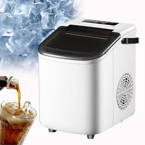 FJYAWEN Machine à Glaçons, Machine à Glaçons Automatique, 10kg/24h, Silencieux, Ice Maker sur Comptoir avec Poignée, pour Cuisine, Bar, Café