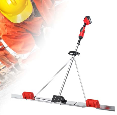 LFfwynog Kit Vibrant pour Chape en béton, Outil Vibrant pour béton avec Planche en Acier Inoxydable de 180 cm, Efficace et Portable, Vitesse de 3000 à 6000 TR/Min, 2 Moteurs et Batteries Portables