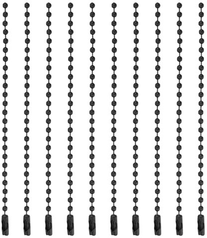 QUARKZMAN Collana a Catena a Sfera Collane Perline 4 Catene a Sfere in Metallo Regolabili 2,4mm/0,1 Portachiavi per Realizzazione Gioielli Progetti Fai Da Te, Confezione da 10 (Nero)