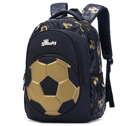Morbuy Kinder Schule Rucksack Mädchen jungen, Fußball Drucken Handtaschen-Rucksack für Arbeit Business Reisen, Wasserdicht Schulrucksack Lehrertasche für Herren Damen (Gold Fußball)