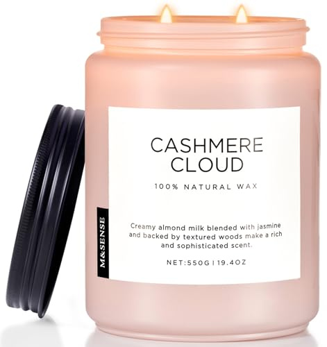 M&SENSE CashmereCloud Duftkerzen groß mit starkem Duft Milch&Kokosnuss Kerzen im Glas mit 550g 110 Std. lange Brenndauer Winter Kerzen Geschenke für Schlafzimmer, Küche und Wohnraumdekoration