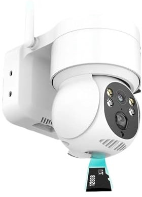 Telecamera di Sorveglianza, Telecamera PTZ solare Telecamera di sicurezza CCTV solare wireless 1080p Telecamera IP PTZ ricaricabile con batteria esterna con pannello solare ,Telecamere di sicurezza(Wi
