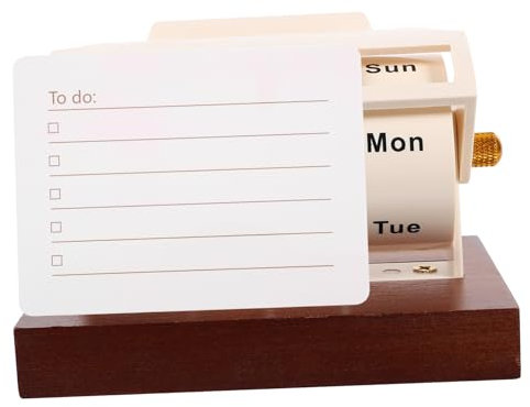 Sewroro Holz Drehkalender Tischkalender Ewiger Haushaltskalender Mit Monats Und Datumsanzeige Langlebiger Desktop Kalender Für Büro Schlafzimmer Wohnaccessoire