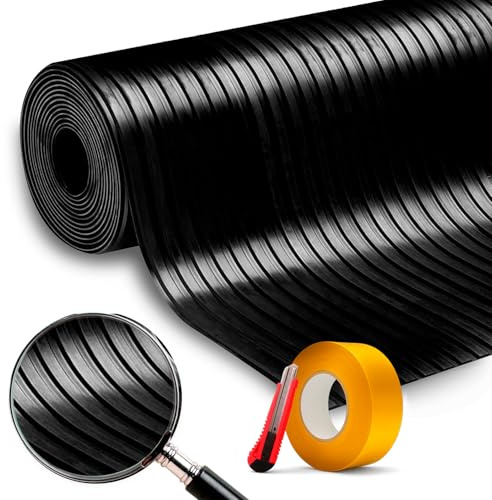 Gummirolle, Gummimatte, Design mit Kordel, 50 cm breit x 2 m lang, 3 mm dick, rutschfest, für Lieferwagen, Garagen, Werkstattboden, Teppichboden aus Gummi, wasserdicht und leicht zu reinigen.