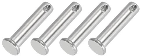 PATIKIL 4 Stück 35mm Lange Steckbolzen 8mm Durch. Flachkopf Edelstahl Bolzen mit Loch 3,2mm Durch. Einlocher Sicherungsbolzen für Industrie Maschinenbau Anhänger Scharnier Möbel, Silber