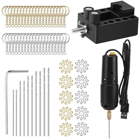 Resin Electric Mini Drill, Jewelry Mini Drill Set with 10pcs Drill Bits, Electric Hand Drill with USB Cable, for Resin Wood Clay Jewelry Making, Black (Black #-3)