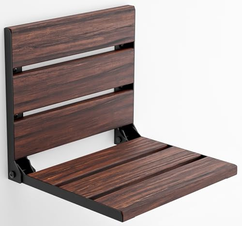 Siège de douche pliable en bois de teck mural, banc de bain durable compatible ADA, tabouret de salle de bain robuste et peu encombrant, chaise compacte pliable facile à plier