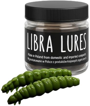 Libra Lures Larva 45mm | Forellenköder Supersoft | Inhalt: 8 Stück | Aroma: Knoblauch | Farbe: 031 / Olive