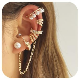 VURYAPI 7 Stück Ear Cuff für Damen Ohrmanschette Ohrringe Fake 14K Gold Earcuffs Fake Helix Knorpel Ohrringe Ohrklemme mit Geschenkbox
