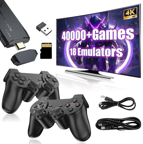 M8 Consola de Juegos Retro Consola de Juegos Portátil64G,20000+ Juegos,15 Emualtores,4K HD Output Game Stick,Consola de Videojuegos con Doble Mando Inalámbrico 2.4G,Plug and Play,Regalo para Adulto