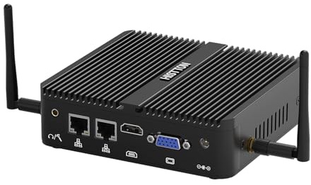 HISTTON N100 Mini PC Industriel, DDR4 8 Go RAM 256 Go SSD | Mini sans Ventilateur PC 2 COM, 2 LAN, HD + VGA Double Sortie, WiFi 5, BT 4.2, Mini Computer Win 11 Pro