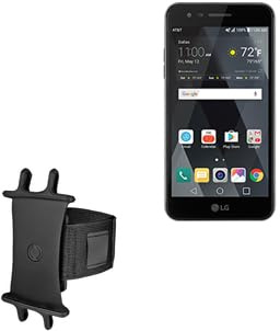 BoxWave Holster Compatible with LG Phoenix 3 - ActiveStretch Sport Armband, Adjustable Armband for Workout and Running - Jet Black